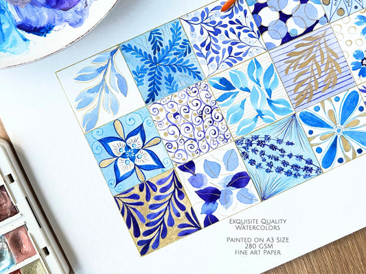 Blue delft style abstract