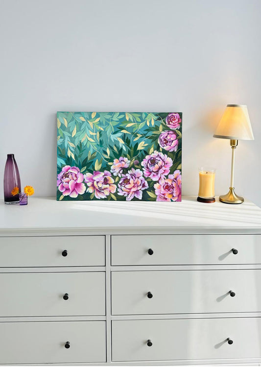 Peonies - Golden leaves