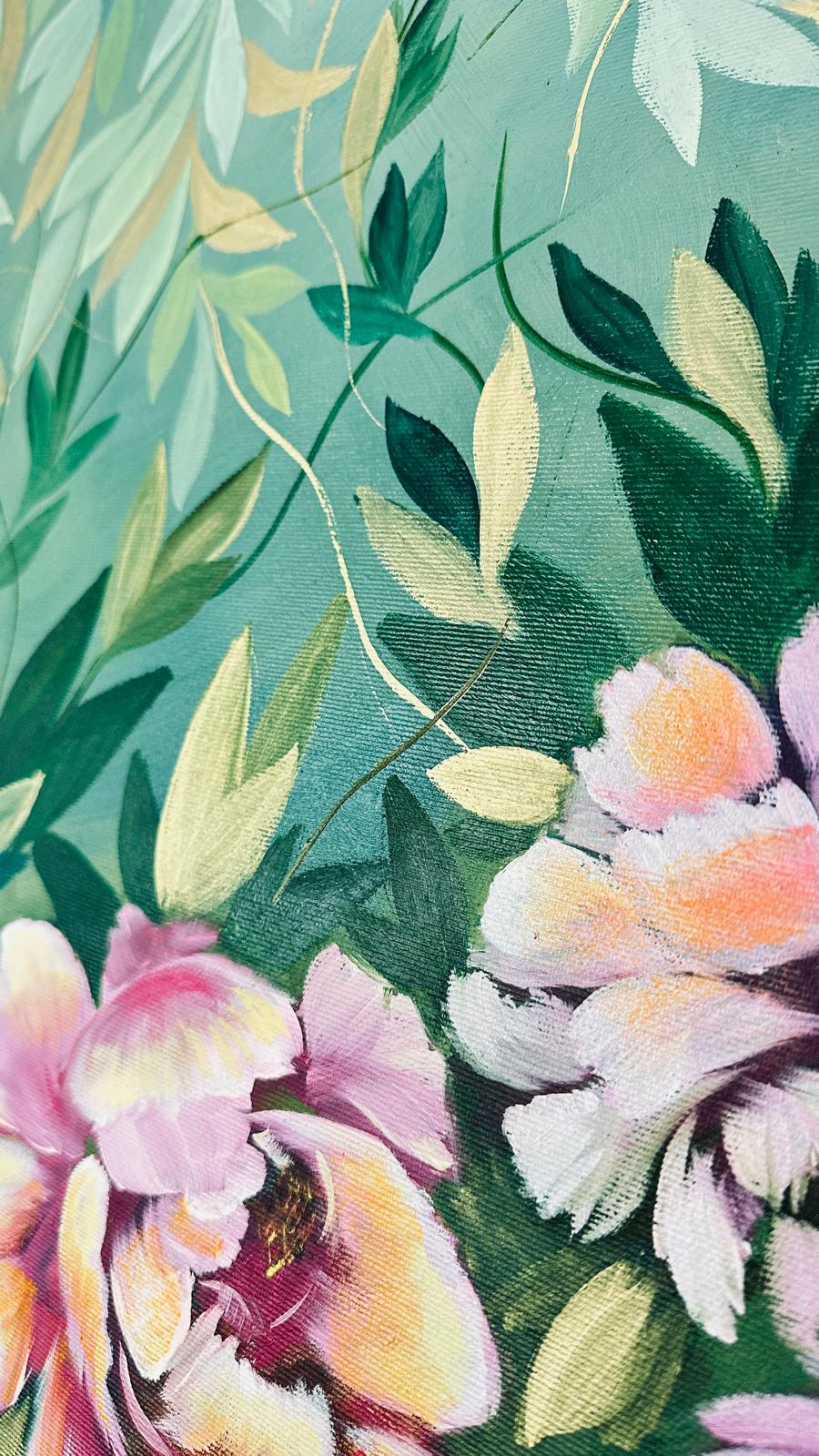 Peonies - Golden leaves