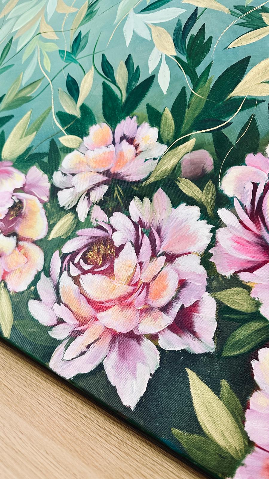 Peonies - Golden leaves