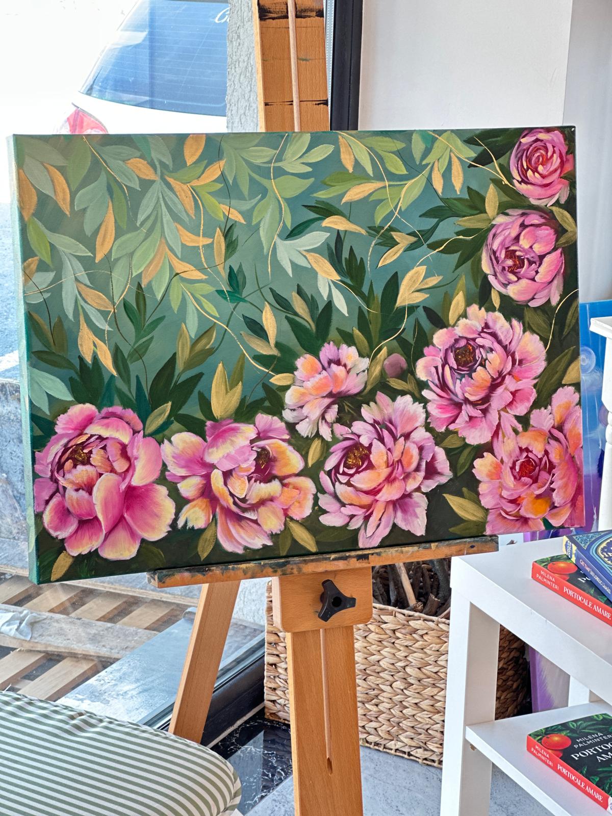 Peonies - Golden leaves